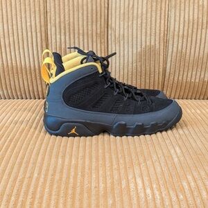 Jordan 9 Retro Black Yellow Black Charcoal University Gold - Size 7Y
